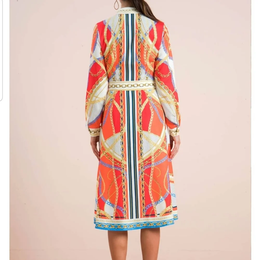 Flying Tomato Chain Patterned Buttoned Front Dress -Easy care fabric! - Picture 3 of 16